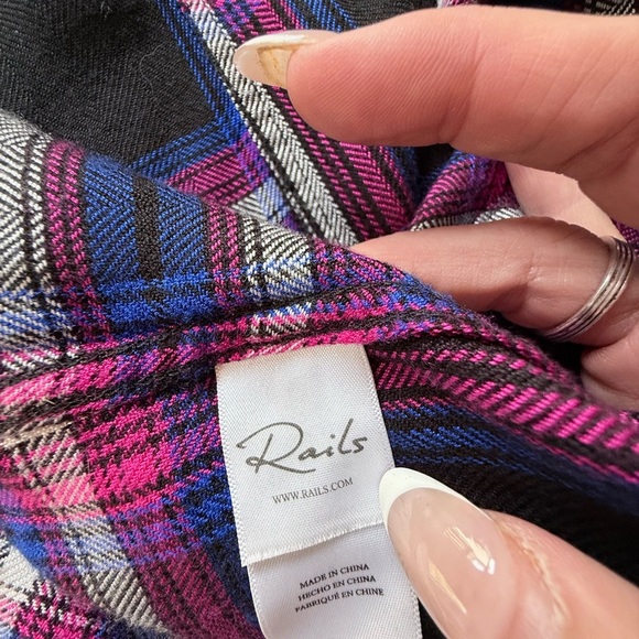 Rails Plaid Button-Down Shirt - Navy and Magenta - Picture 11 of 11